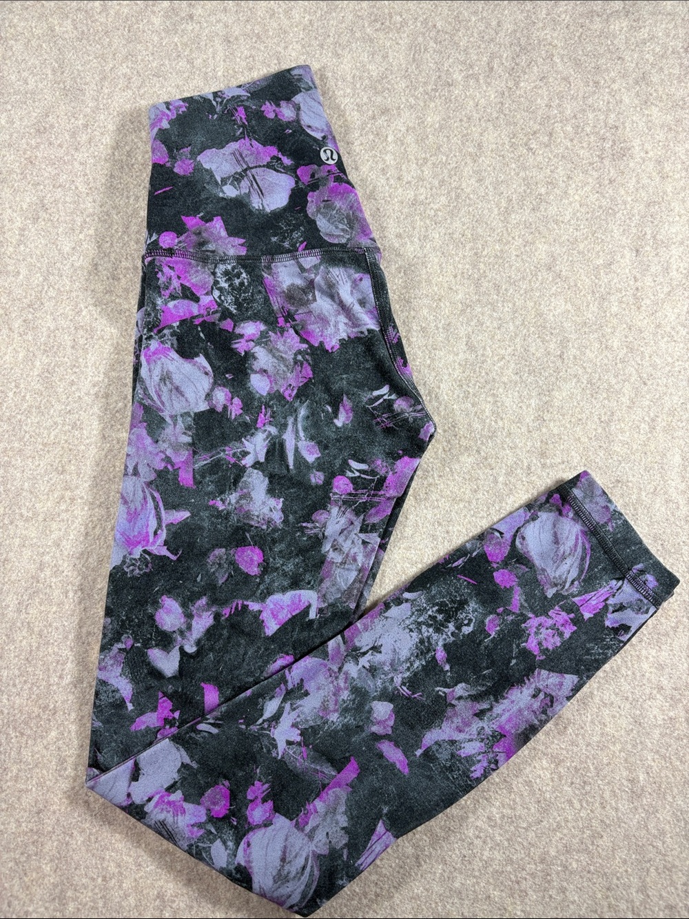 Lululemon Align High Rise Pant 25" Floral Shift Multi Purple Gray Size 2 EUC